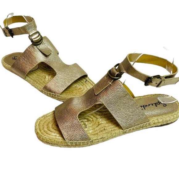 Splendid metallic gold open toe cut out ankle strap sandal - Picture 1 of 10